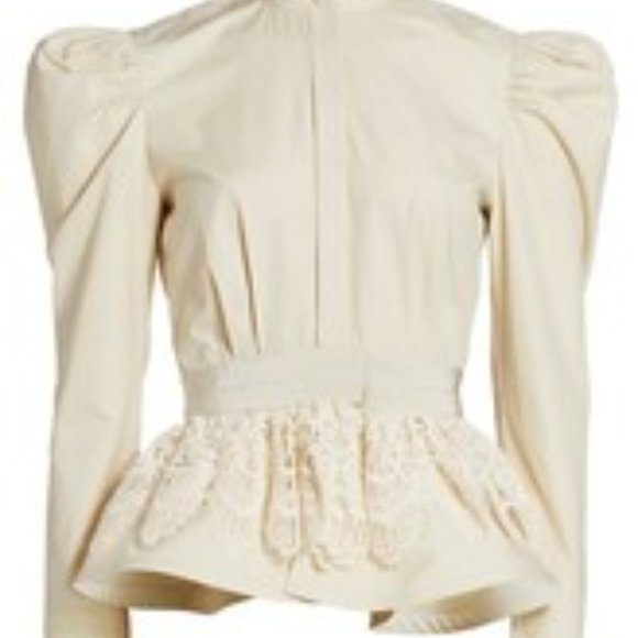 NWT - SILVIA TCHERASSI Carrie Puff Sleeve Peplum Top - M (fits small) - Picture 2 of 15